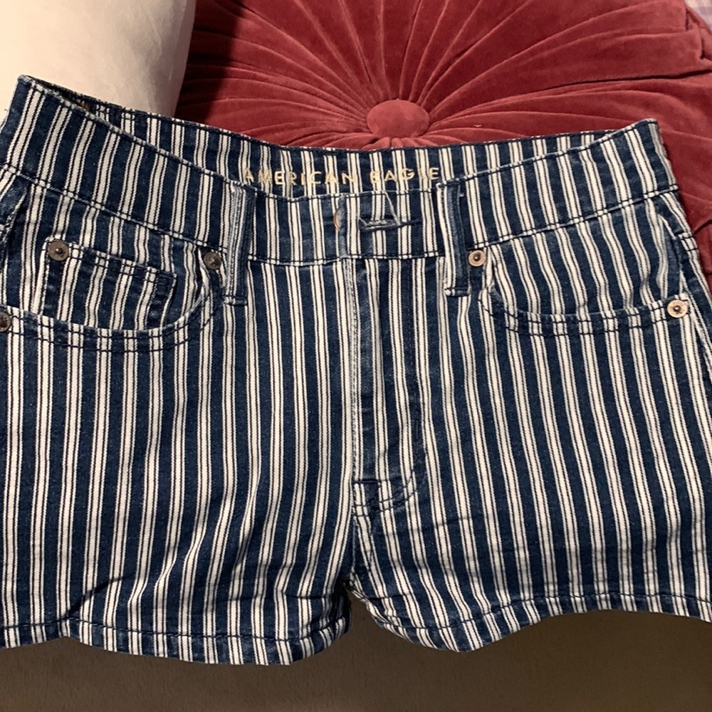 American Eagle striped jean shorts
